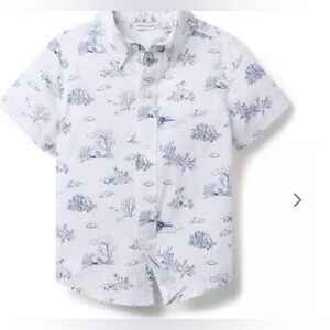 NWT- Janie and Jack White Bunny Poplin Shirt